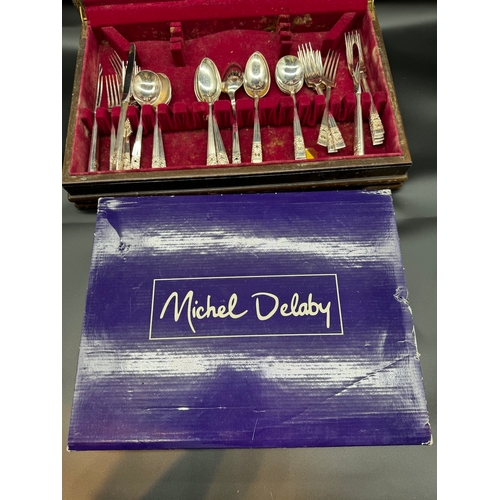 68 - Part Complete Silver plated Community Catteen of Cutlery + Complete Michel Delaby set