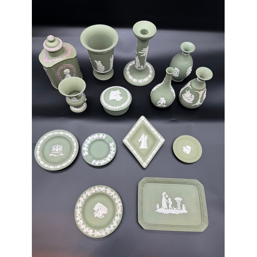 72 - Quantity of Green Wedgwood Jasperware circa 1970/80's including Prince Charles & Lady Diana Royal we... 