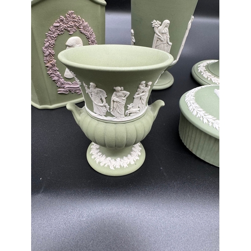 72 - Quantity of Green Wedgwood Jasperware circa 1970/80's including Prince Charles & Lady Diana Royal we... 