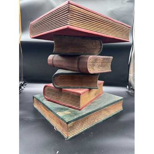 73 - Hardwood Designer Stacking Books Side / Lamp Table 16