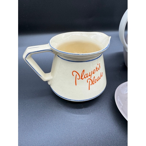 75 - Wedgwood Coffee Set, Players Please Water Jug + Two Studio Pottery Pieces