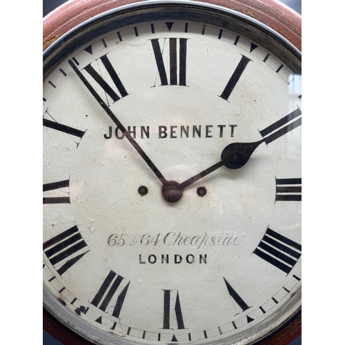 83 - A Victorian Station Wall Clock by John Bennett of Cheapside, Late 19th Century
With a ten-inch paint... 