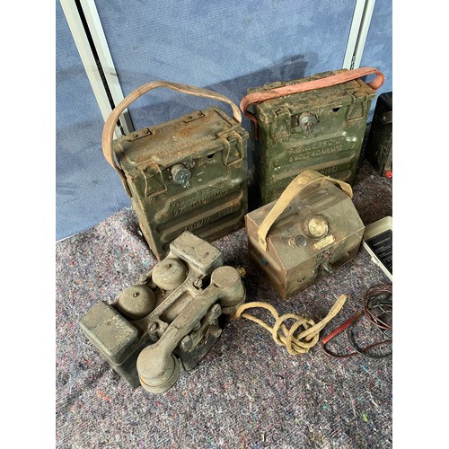 193 - 2 x Military Batteries, Field Telephones, Multi / Avo Meters / Transistor Radio