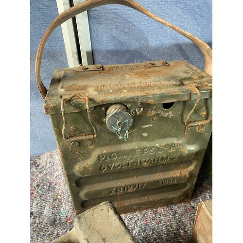 193 - 2 x Military Batteries, Field Telephones, Multi / Avo Meters / Transistor Radio