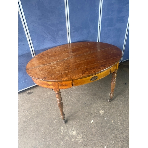 201 - Antique Rustic Pine oval table.