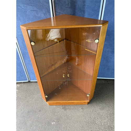 212 - Mid century teak Turnidge corner display cabinet. 

Dimensions - 31