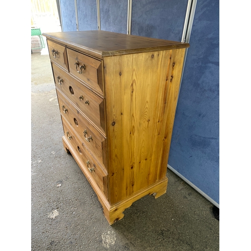 216 - Solid Pine two over three chest of drawers. 

Dimensions - 36