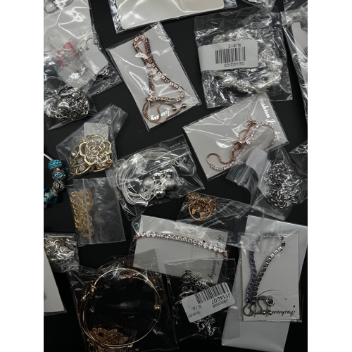 100 - Large quantity of new costume jewellery, bracelet, necklaces including 925 silver chains