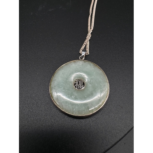 108 - Two 925 silver Curb chain with Jade Oriental Pendants