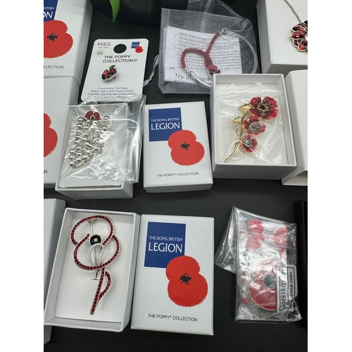 113 - Collection of Collectable The Royal British Legion Poppy Appeal Collection of Brooches, Chains, Brac... 