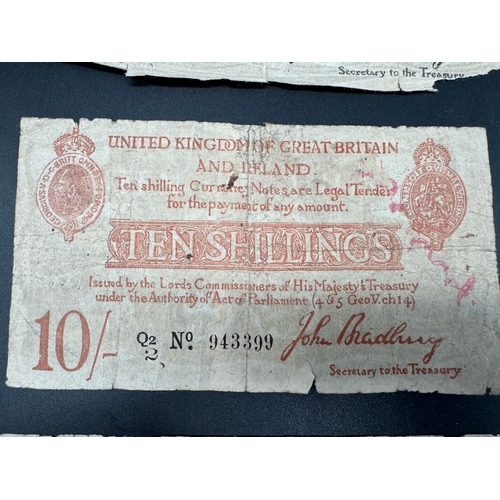 117 - Two John Bradbury Treasury £1 Notes - P5 / L5 + 10 Shillings Q2 c1914/1915