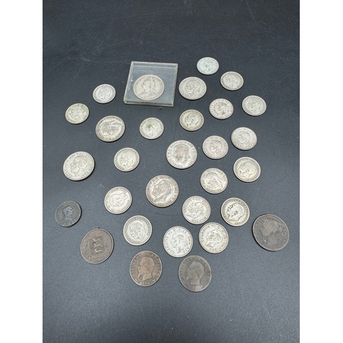 119 - Quantity of British Silver Coins + Copper French / GB Coins