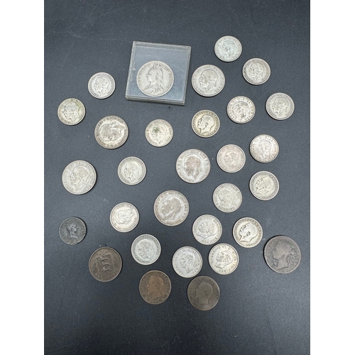 119 - Quantity of British Silver Coins + Copper French / GB Coins