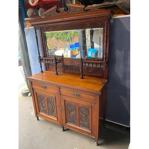 429 - Antique mahogany wash stand mirrored side board. 

See images for all dimensions.