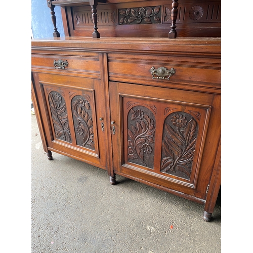 429 - Antique mahogany wash stand mirrored side board. 

See images for all dimensions.