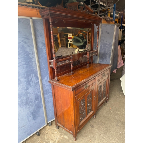 429 - Antique mahogany wash stand mirrored side board. 

See images for all dimensions.