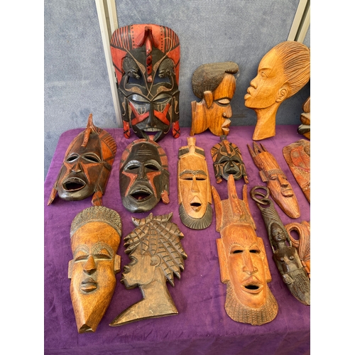 453 - A collection of African tribal masks / wall art