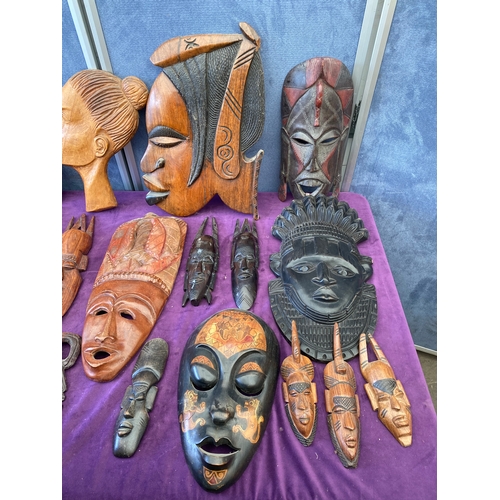 453 - A collection of African tribal masks / wall art