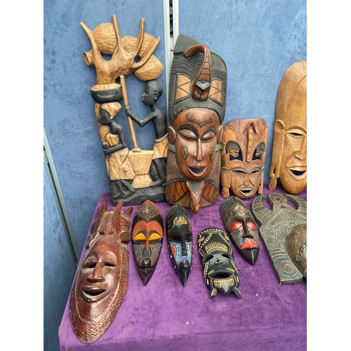 470 - A large collection on African tribal wall masks / collectables