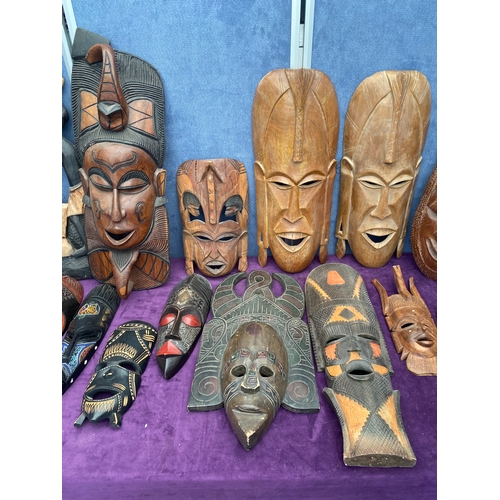 470 - A large collection on African tribal wall masks / collectables