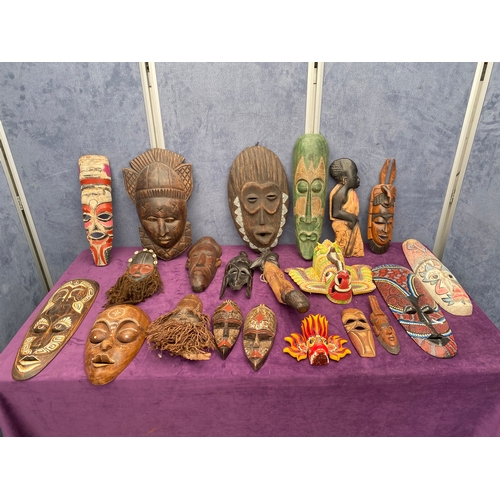 474 - A large collection of African / tribal masks.