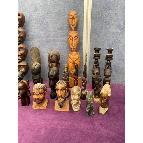 476 - A collection of African wooden / Resin busts and ornaments.