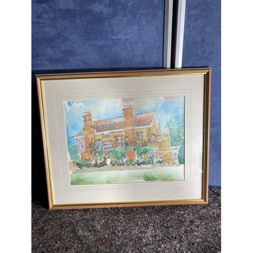 489 - Original signed watercolour of a house by Peter Michael