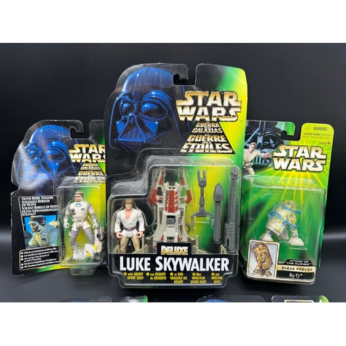 415 - Seven Star Wars 1996 Hasbro Figures - Luke Skywalker / Death Star Gunner / Han Solo / Deluxe Luke Sk... 