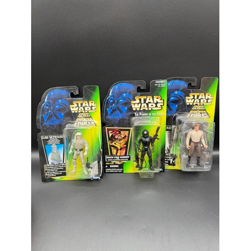 415 - Seven Star Wars 1996 Hasbro Figures - Luke Skywalker / Death Star Gunner / Han Solo / Deluxe Luke Sk... 