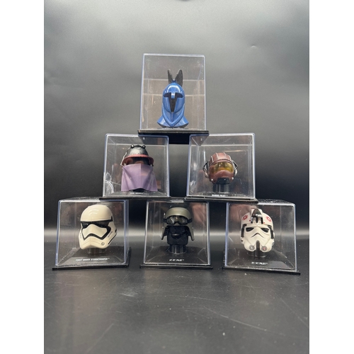 429 - Six Star Wars cased model helmets 1:5 Scale DeAgostini