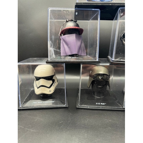 429 - Six Star Wars cased model helmets 1:5 Scale DeAgostini