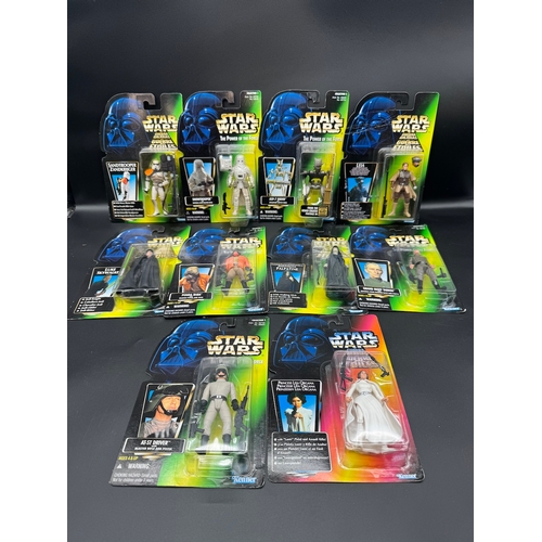 432 - Ten Star Wars carded figures La Guerra De Las Galaxias + The Power Of The Force circa 1995