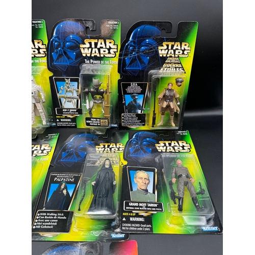 432 - Ten Star Wars carded figures La Guerra De Las Galaxias + The Power Of The Force circa 1995