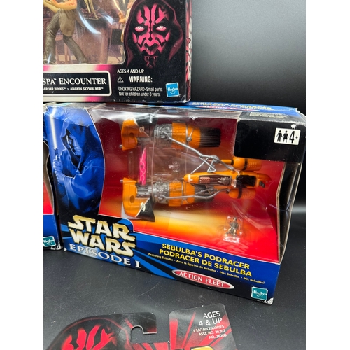 433 - Star Wars Episode 1 Action Fleet / Figures Boxes + accessories sets - Mos Espa Encounter, Naboo Figh... 