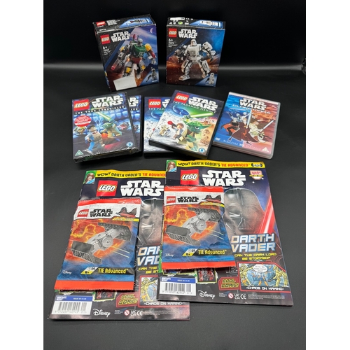 455 - Collection of Star Wars Lego Sets, DVD's + Magazines