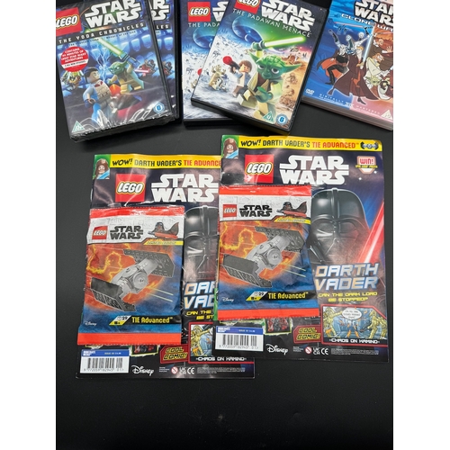 455 - Collection of Star Wars Lego Sets, DVD's + Magazines