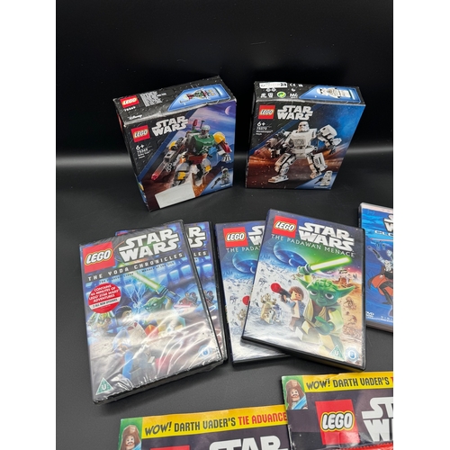 455 - Collection of Star Wars Lego Sets, DVD's + Magazines