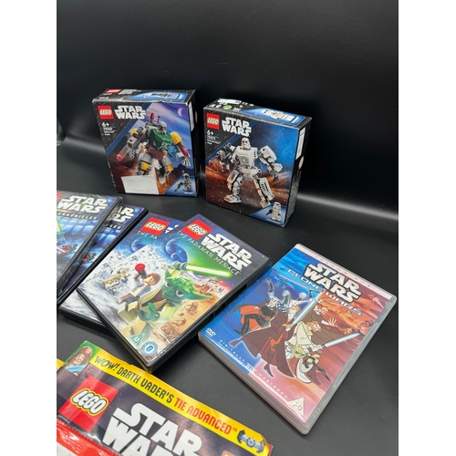 455 - Collection of Star Wars Lego Sets, DVD's + Magazines