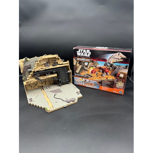 471 - Star Wars Micro Machines Play sets including 1997 Yavin Rebel Base + boxed Millennium Falcon 2015