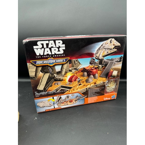 471 - Star Wars Micro Machines Play sets including 1997 Yavin Rebel Base + boxed Millennium Falcon 2015