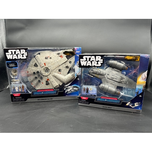 477 - Star Wars Micro Galaxy Squadron Millennium Falcon & Razor Crest - Boxed