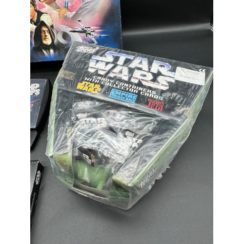 508 - Star Wars Galactic Conquest Board Game, Top Trumps + sealed Topps Candy containers with Collectable ... 