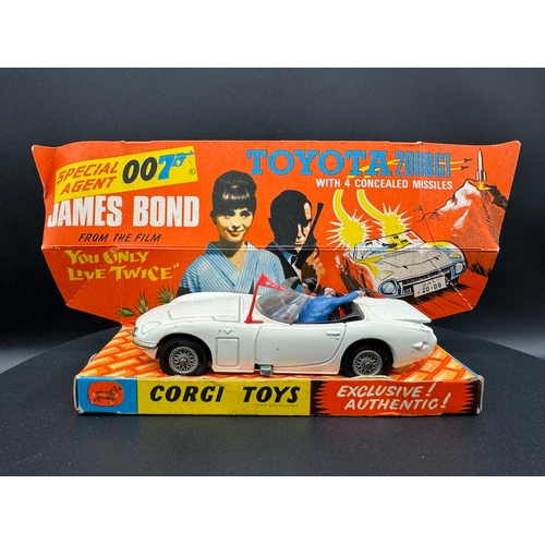 142 - Corgi Toys 336 James Bond Toyota 2000GT - In original box and plinth / card protectors, instructions