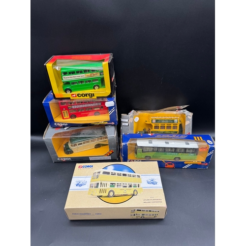 161 - A collection of Corgi classics buses and coaches, all boxed or cased.