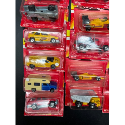 164 - A collection of 23 Majorette Team Serie 200 Diecast Model Cars / Vehicles all carded