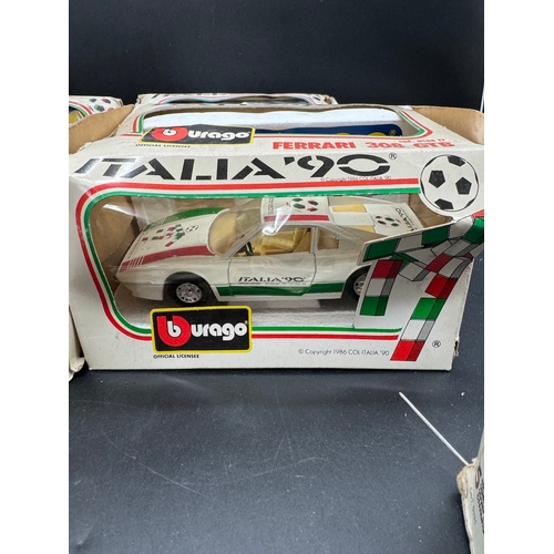 171 - Collection of 5 Burago Ferrari 308 GTB Italia 90 Diecast models + 1 other (damaged boxes)