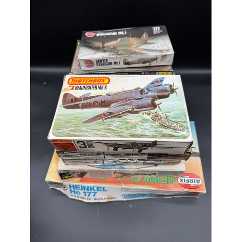 181 - A collection of 11 Airfix, Heller, Revell, Matchbox model WW2 Fighter Plane kits all boxed