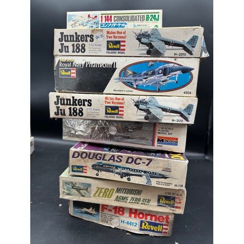 184 - A collection of Revell, Airfix, Matchbox + other model aircraft / fighter kits - some sealed