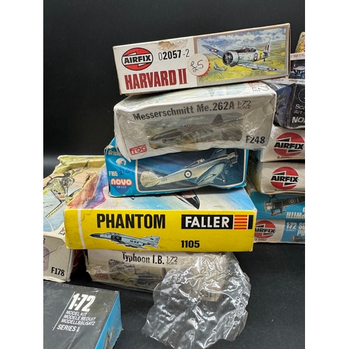 185 - A collection of Airfix + other model aircraft / fighter  kits all boxed and some are still sealed