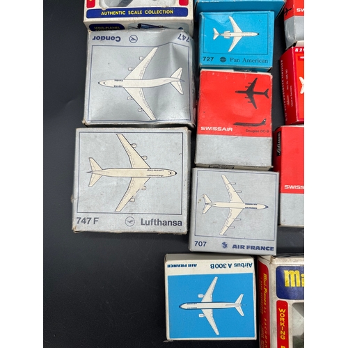 188 - A collection 1960's/70's of Schuco Diecast Air France, Swiss Air, Pan America, Condor, Lufthansa Mod... 